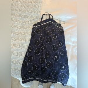 STAUD Dark Blue Dress with White Swirl Design